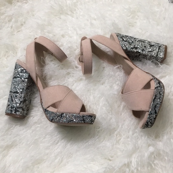 Mix No. 6 Chunky Heel Platform Suede Heel Sandals - Picture 1 of 7